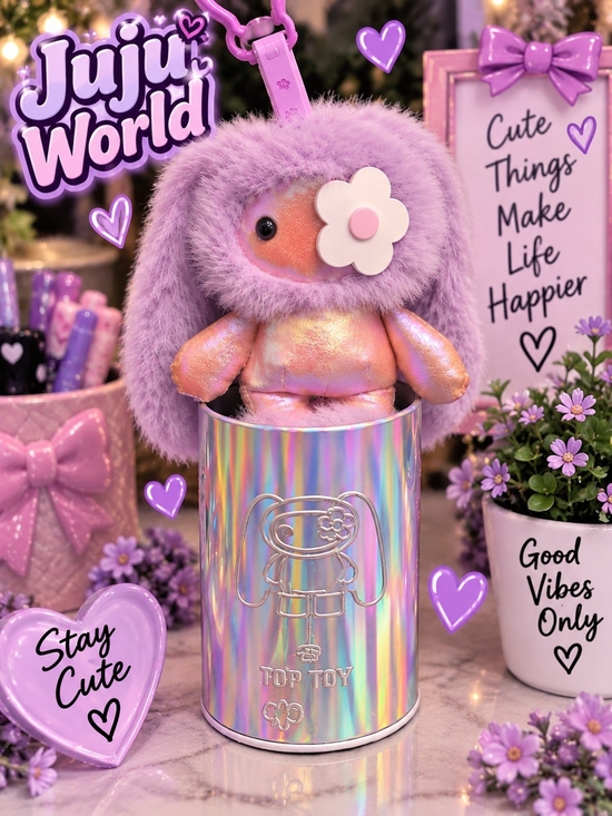 Accessories - Juju World Plush Bunny Keychain - Purple